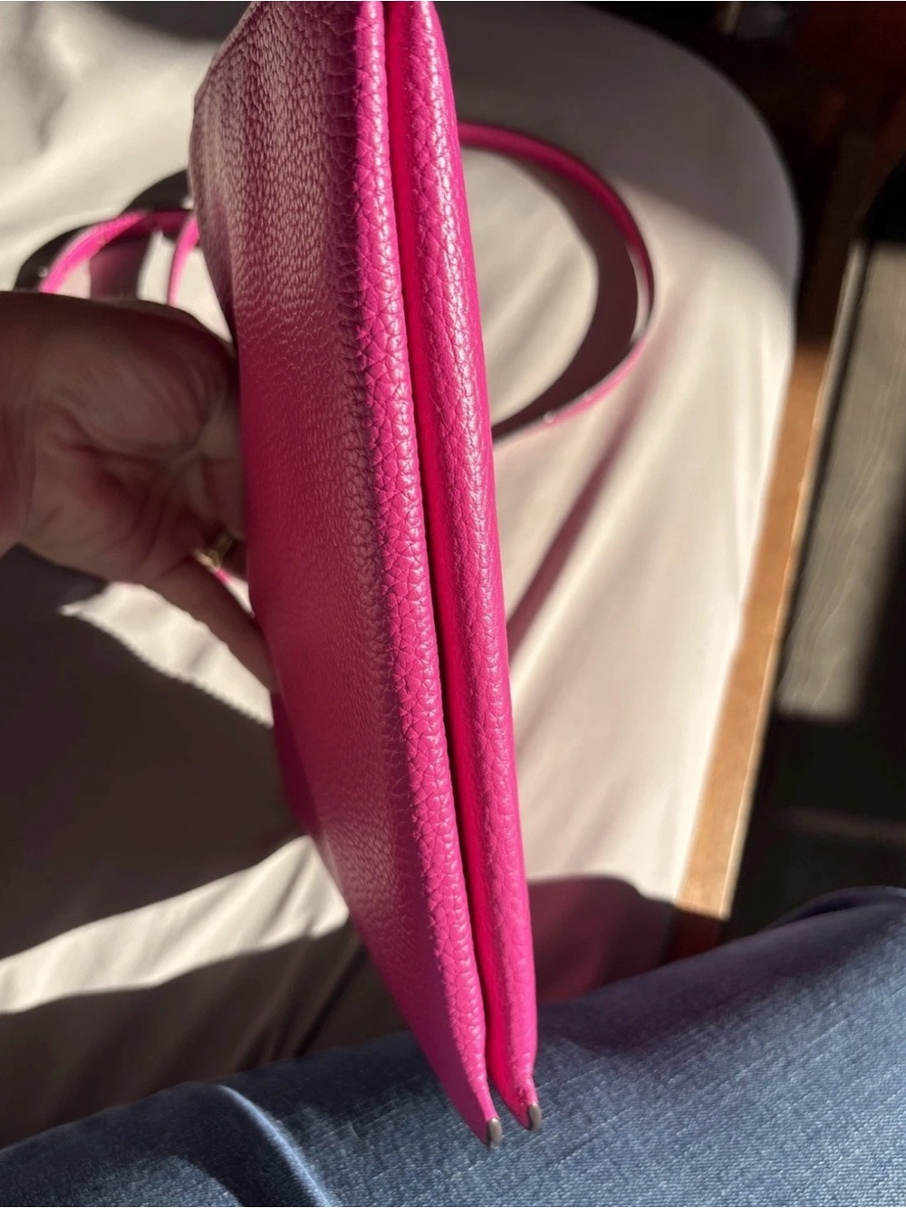 Michael Kors Jet Set LG DBL Pouch Shoulder/Crossbody, Wild Berry/Deep Pink - Picture 9 of 14